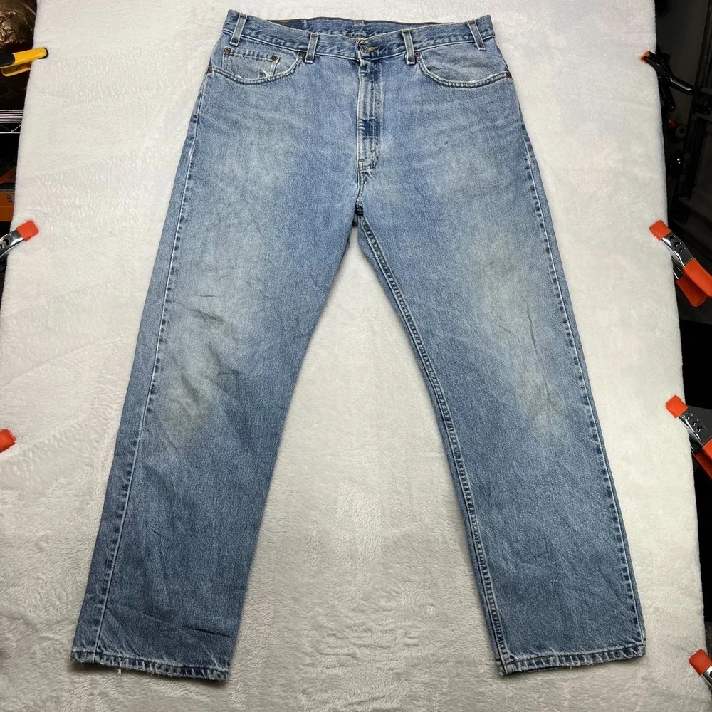Vintage Levi's 505 Regular Fit Straight Leg Jeans Men Blue Denim Zip Fly - 38X30